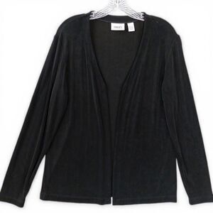 Chico’s Travelers Black Open Front Cardigan Size 1